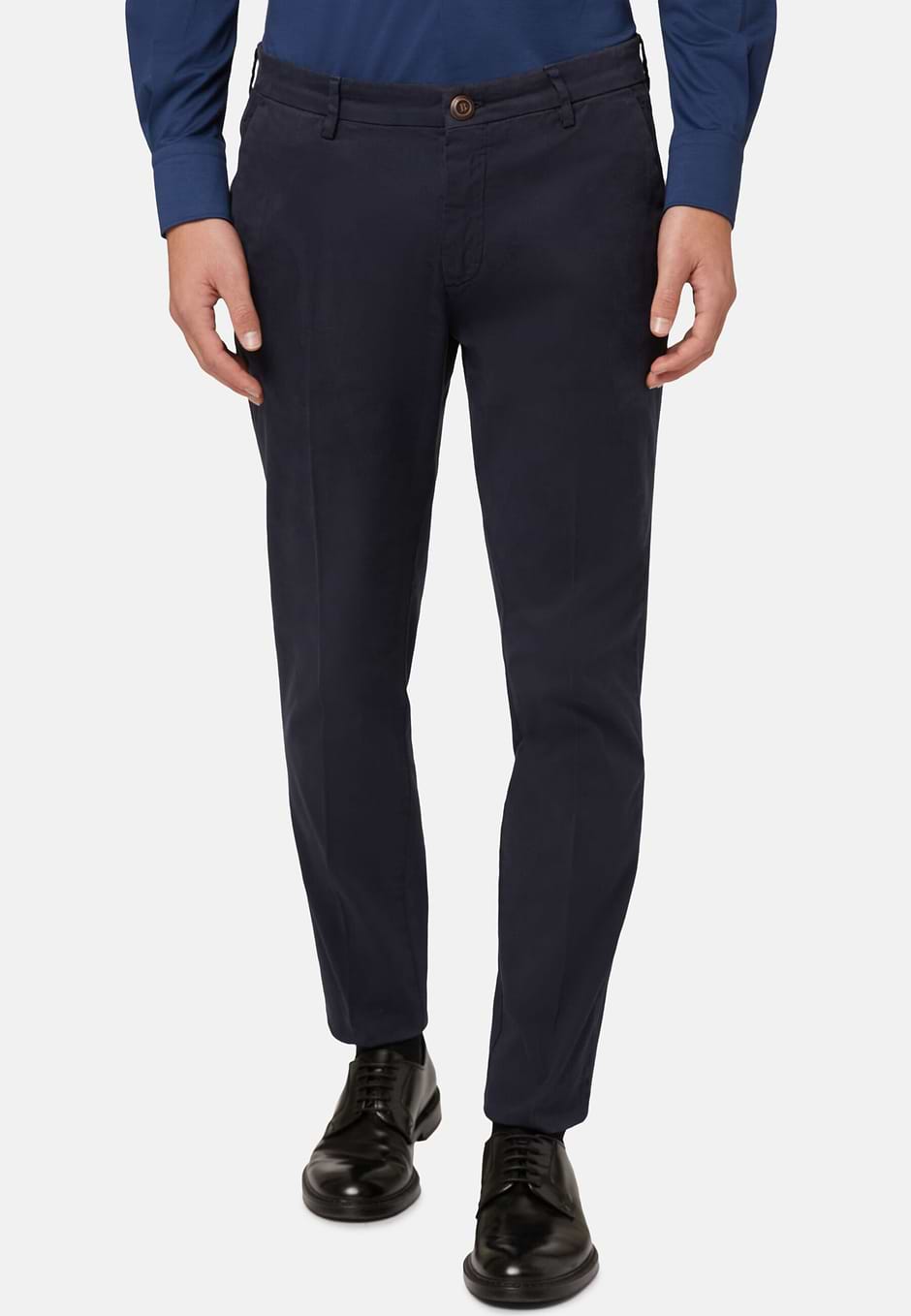 Pantalón De Algodón Elástico, Azul  Marino, hi-res
