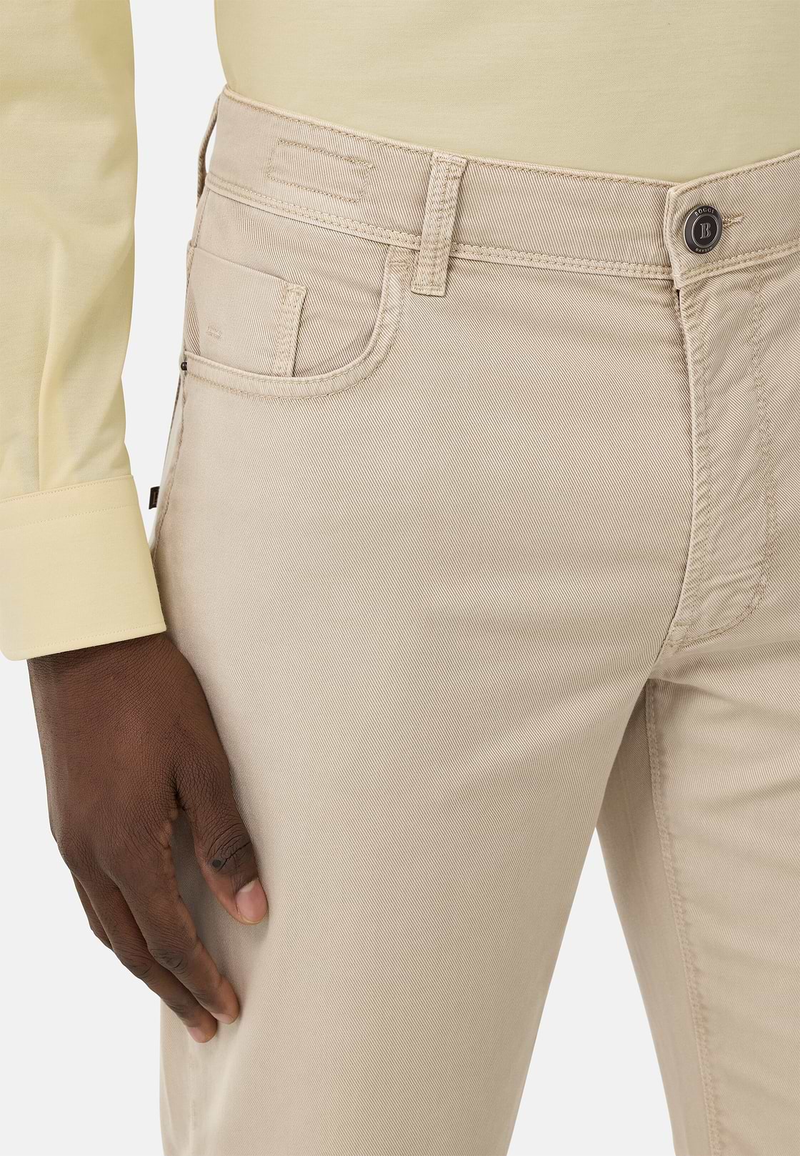 Stretch Cotton/Tencel Jeans, Sand, hi-res