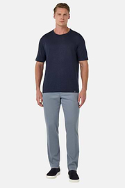 T-Shirt in Stretch Linen Jersey, Navy blue, hi-res