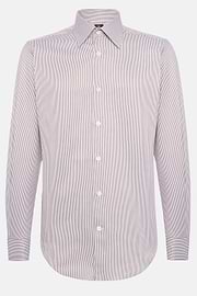 Camicia A Righe In Cotone Regular Fit, Marrone, hi-res