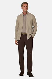 Roll Neck Jumper Full-Zip Cashmere Blend Plated, Beige, thumb, 2