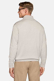 Light Grey Merino Wool Half-Zip Jumper, Light grey, hi-res