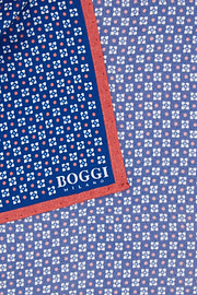 Floral Silk Pocket Square, Navy blue, hi-res