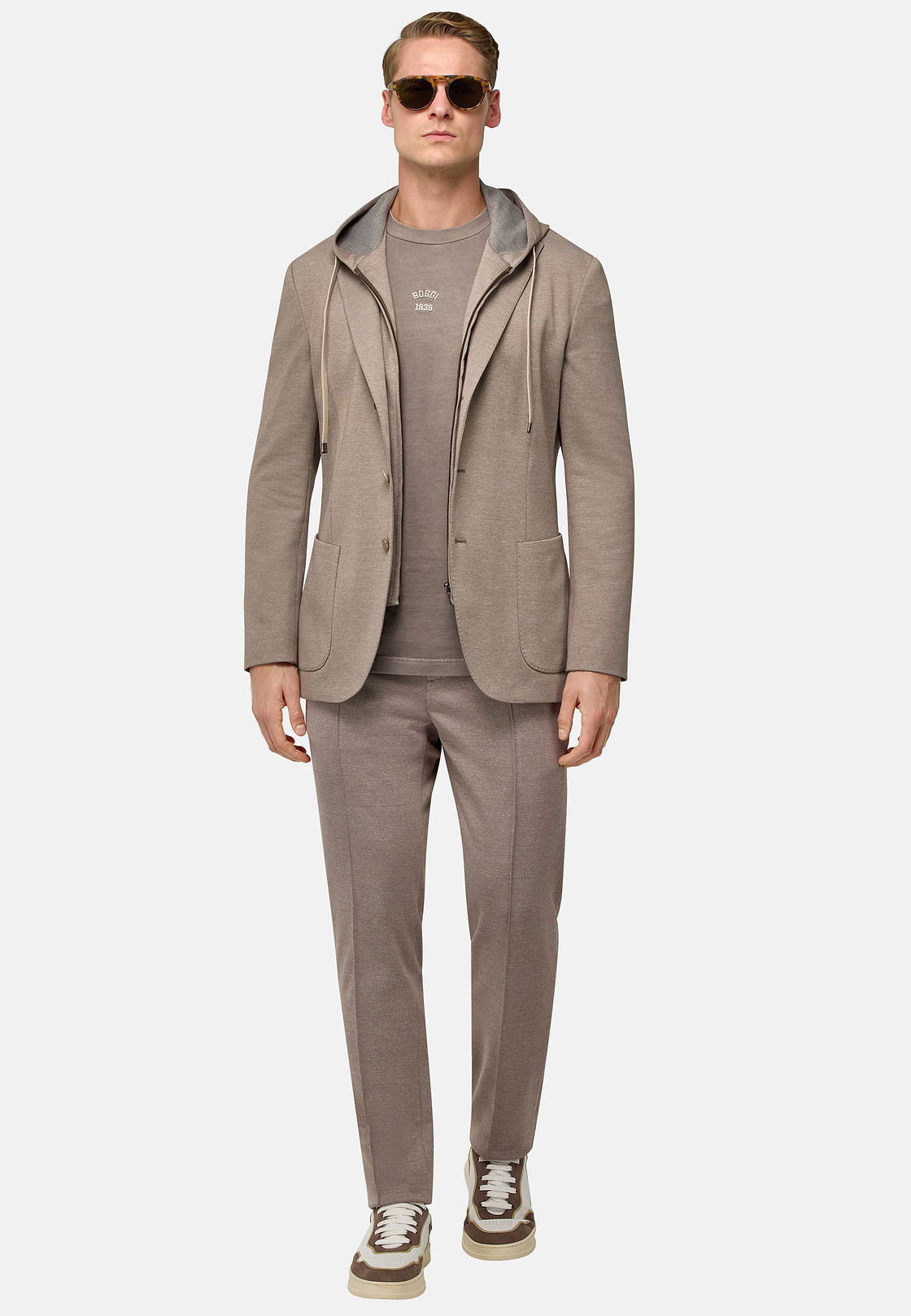 Madison Cotton Blend Sweatshirt Jacket, Taupe, hi-res