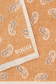 Paisley Print Silk Pocket Square, Orange, thumb, 3