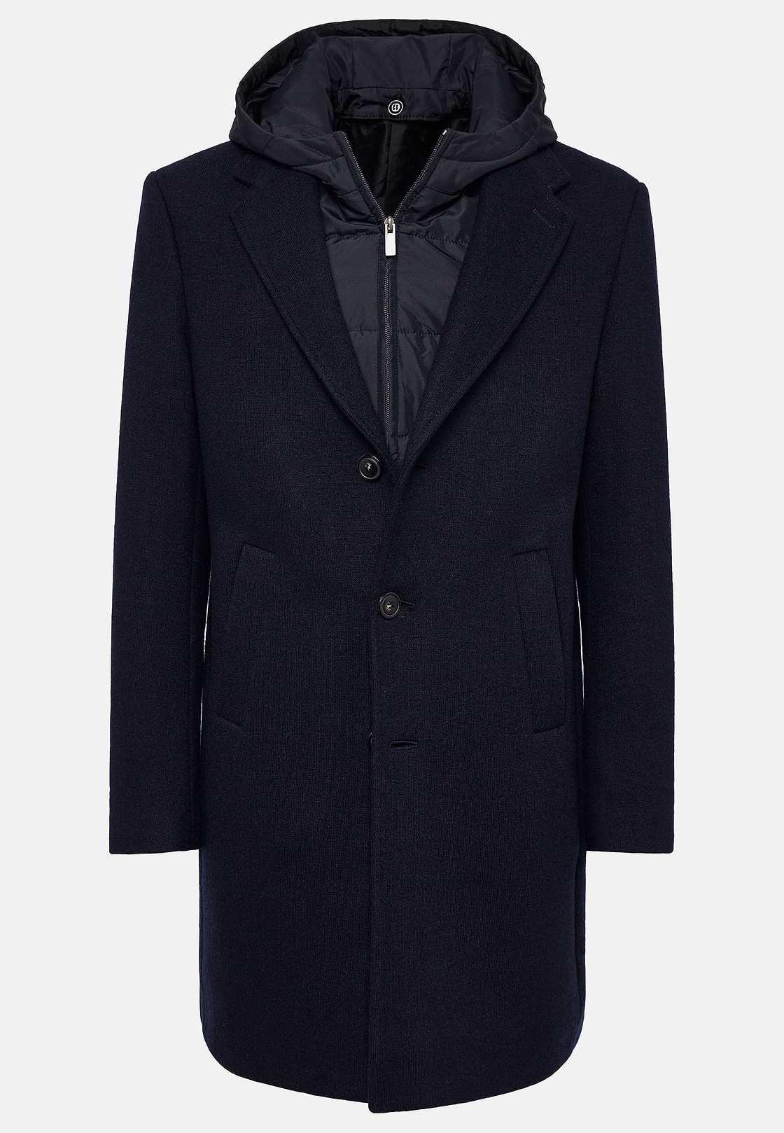 Manteau En Jersey De Laine Avec Plastron, bleu marine, hi-res