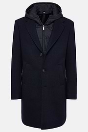Manteau En Jersey De Laine Avec Plastron, bleu marine, hi-res