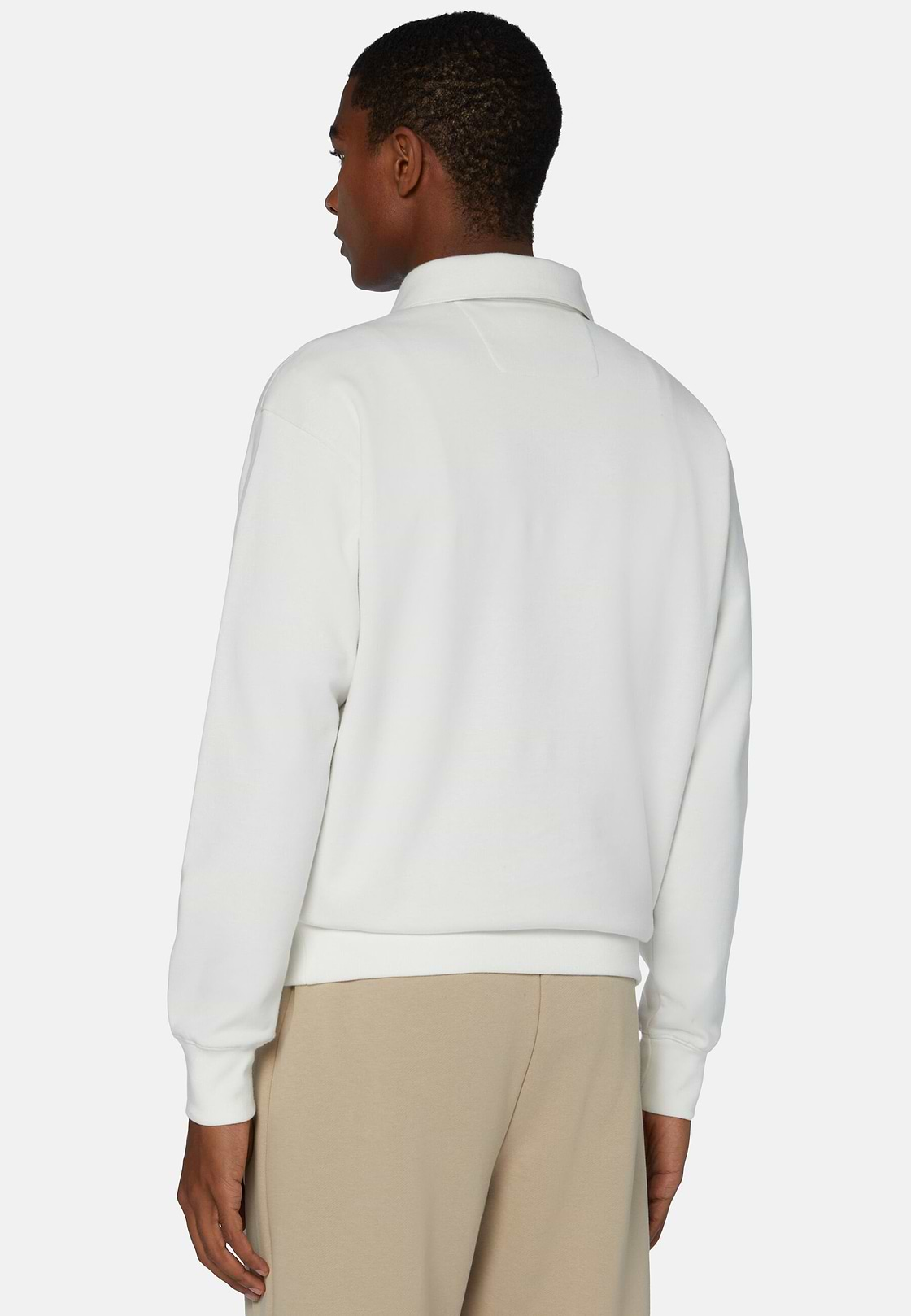 Half Zip Sweatshirt In Organic Cotton Blend, White, hi-res