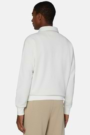 Half Zip Sweatshirt In Organic Cotton Blend, White, hi-res