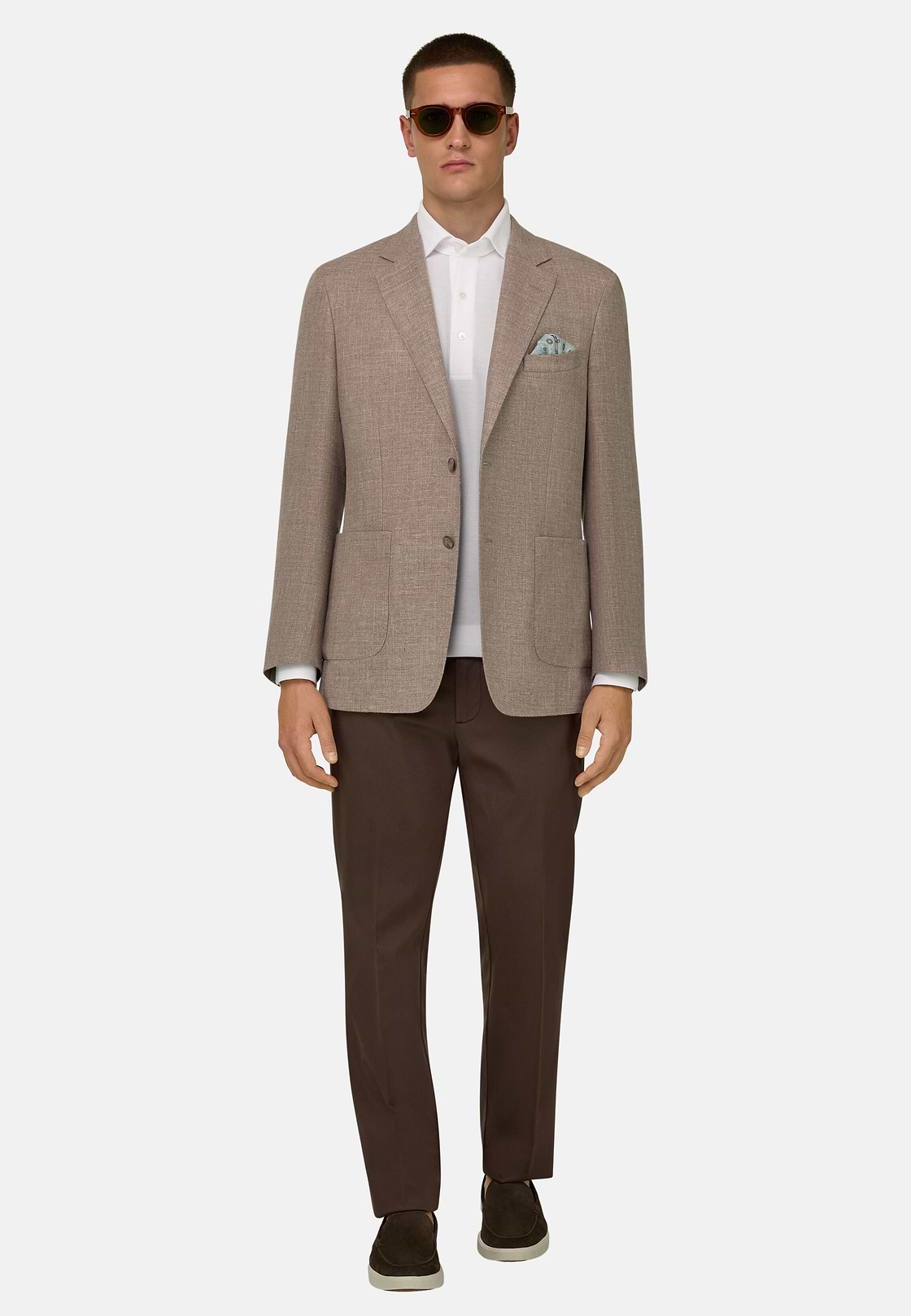 Giacca In Lana Lino E Seta, Taupe, hi-res, 1