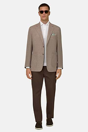 Giacca In Lana Lino E Seta, Taupe, thumb, 1