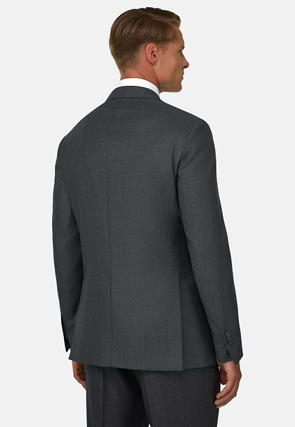 Pure Wool Bird's Eye Jacket, Medium grey, hi-res