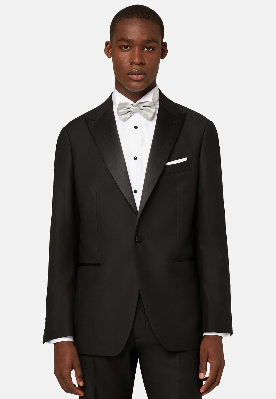 Black Wool Tuxedo with Spear Rever, , hi-res