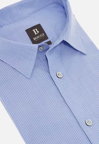 Regular Striped Cotton Poplin Shirt, Light Blue, hi-res