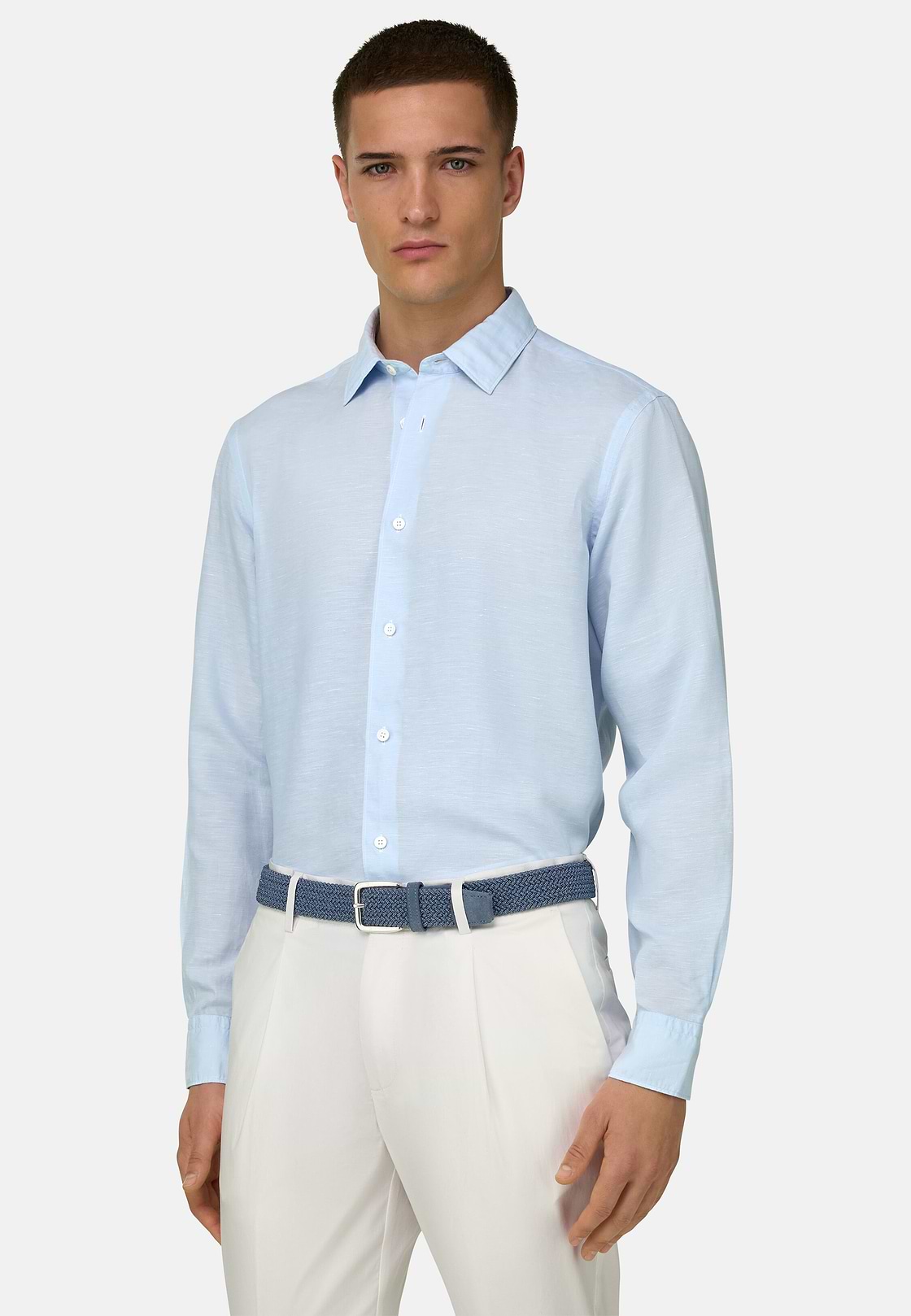 Regular Fit Tencel Linen Shirt, Light Blue, hi-res, 1