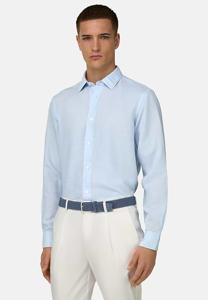Regular Fit Tencel Linen Shirt, Light Blue, hi-res
