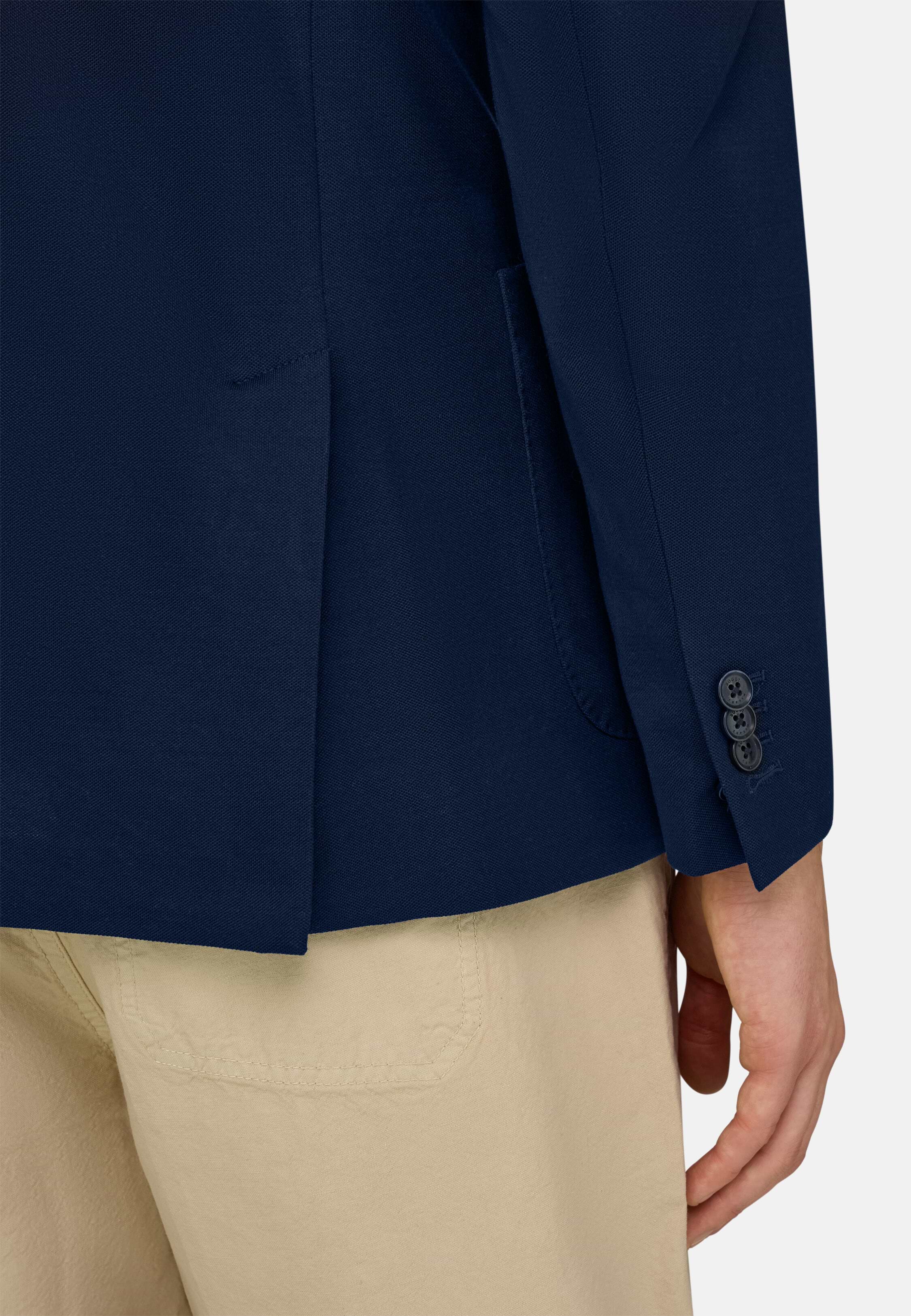 BROOKLYN, Navy blue | Micro Textured Double-Breasted Jacket in