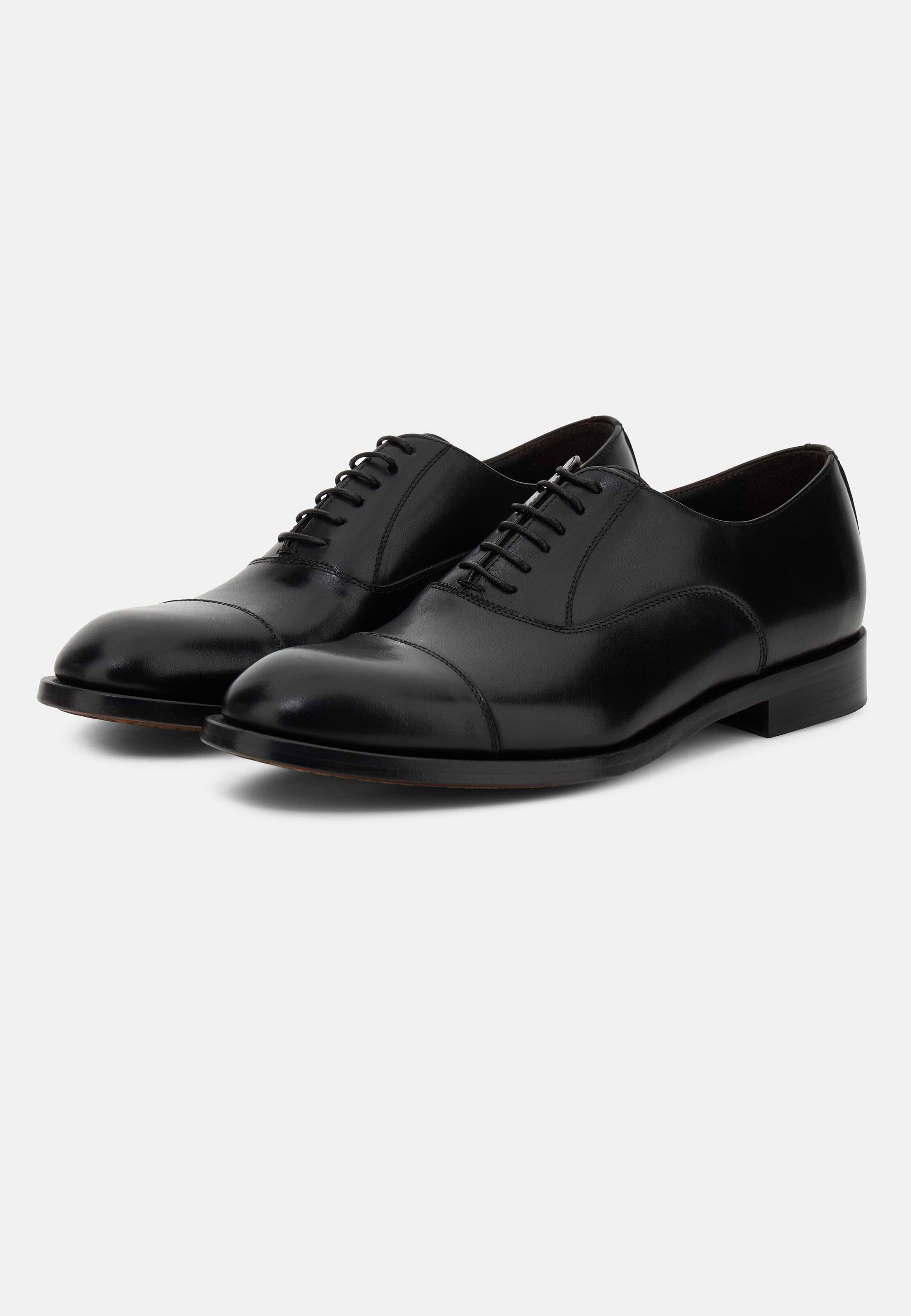 Men's Buffed Leather Oxford Shoes, Black | Boggi Milano