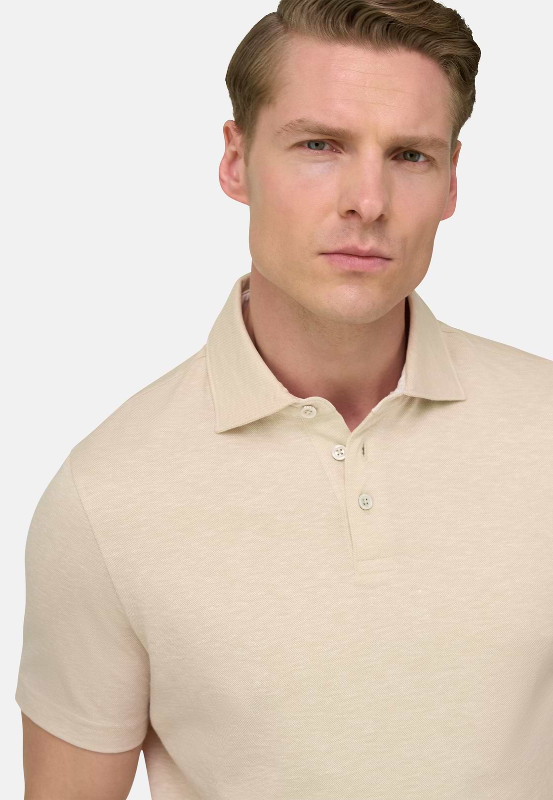 Cotton Linen Polo, Sand, hi-res, 4