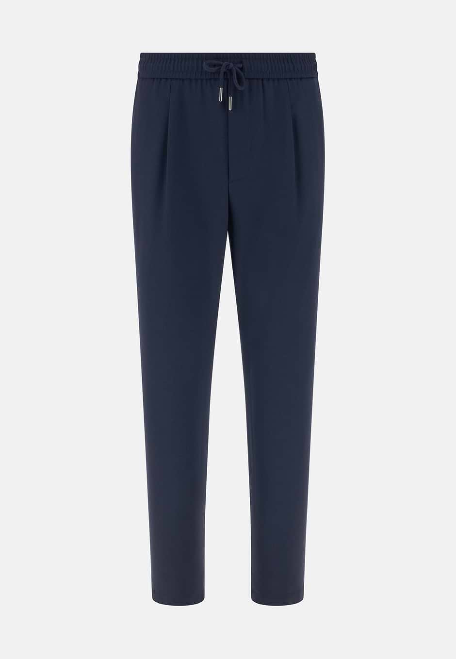 Pantaloni in Lana Con Coulisse, Navy, hi-res