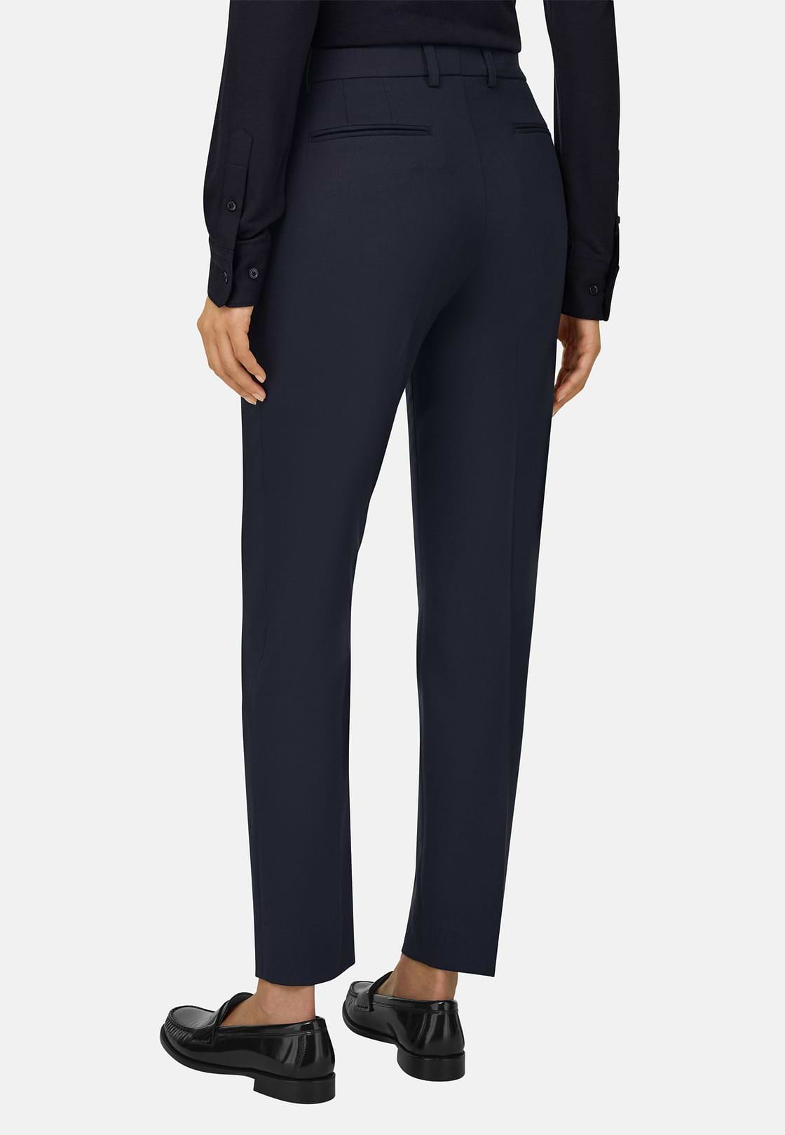 Trousers in Wool Blend Tapered Leg, Navy blue, hi-res, 4