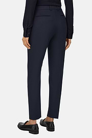 Trousers in Wool Blend Tapered Leg, Navy blue, thumb, 4