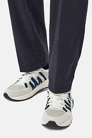 Technical Fabric and Leather Trainers, White - Blue, hi-res