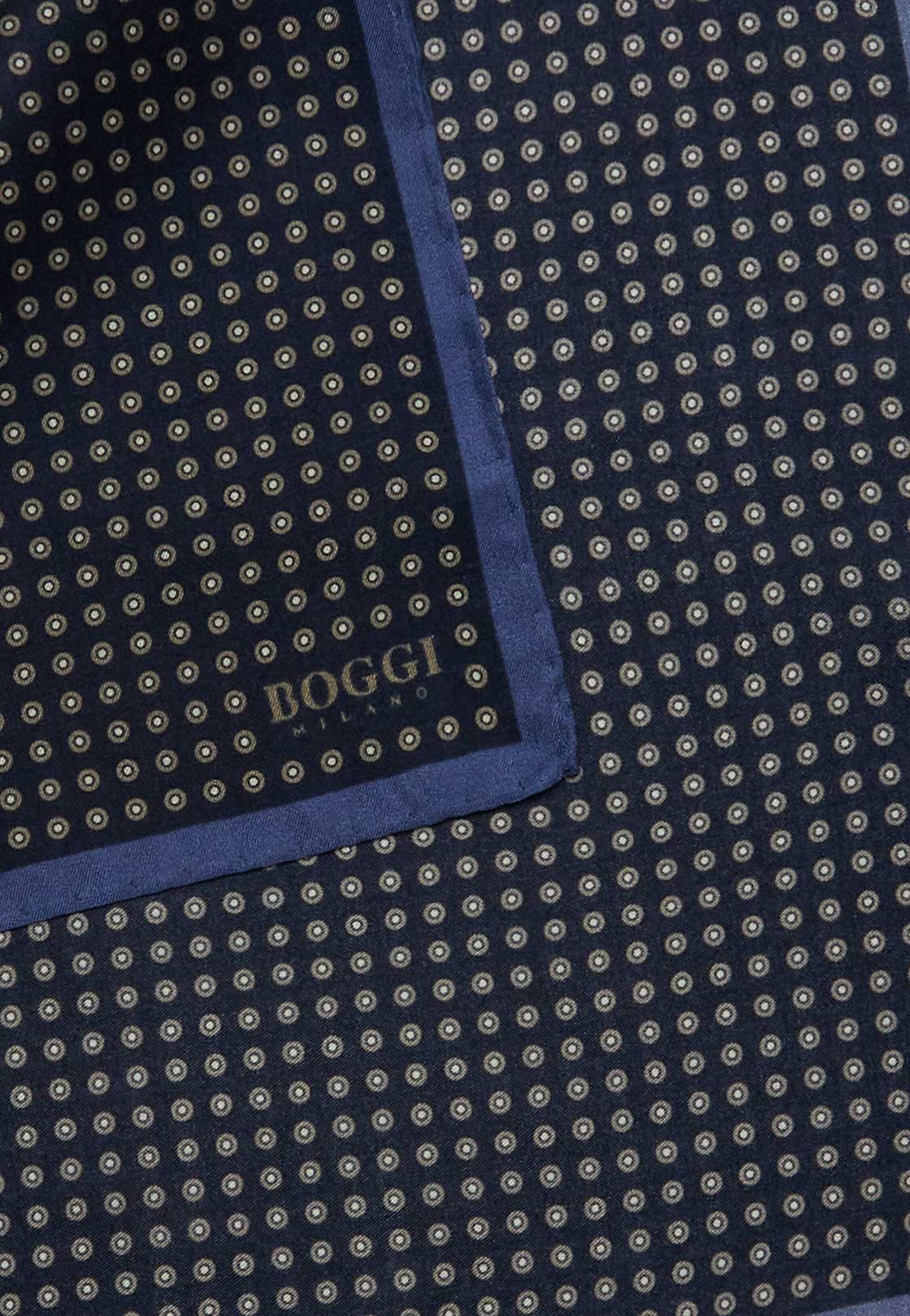 Pochette Motivo Pois In Seta, Navy, hi-res