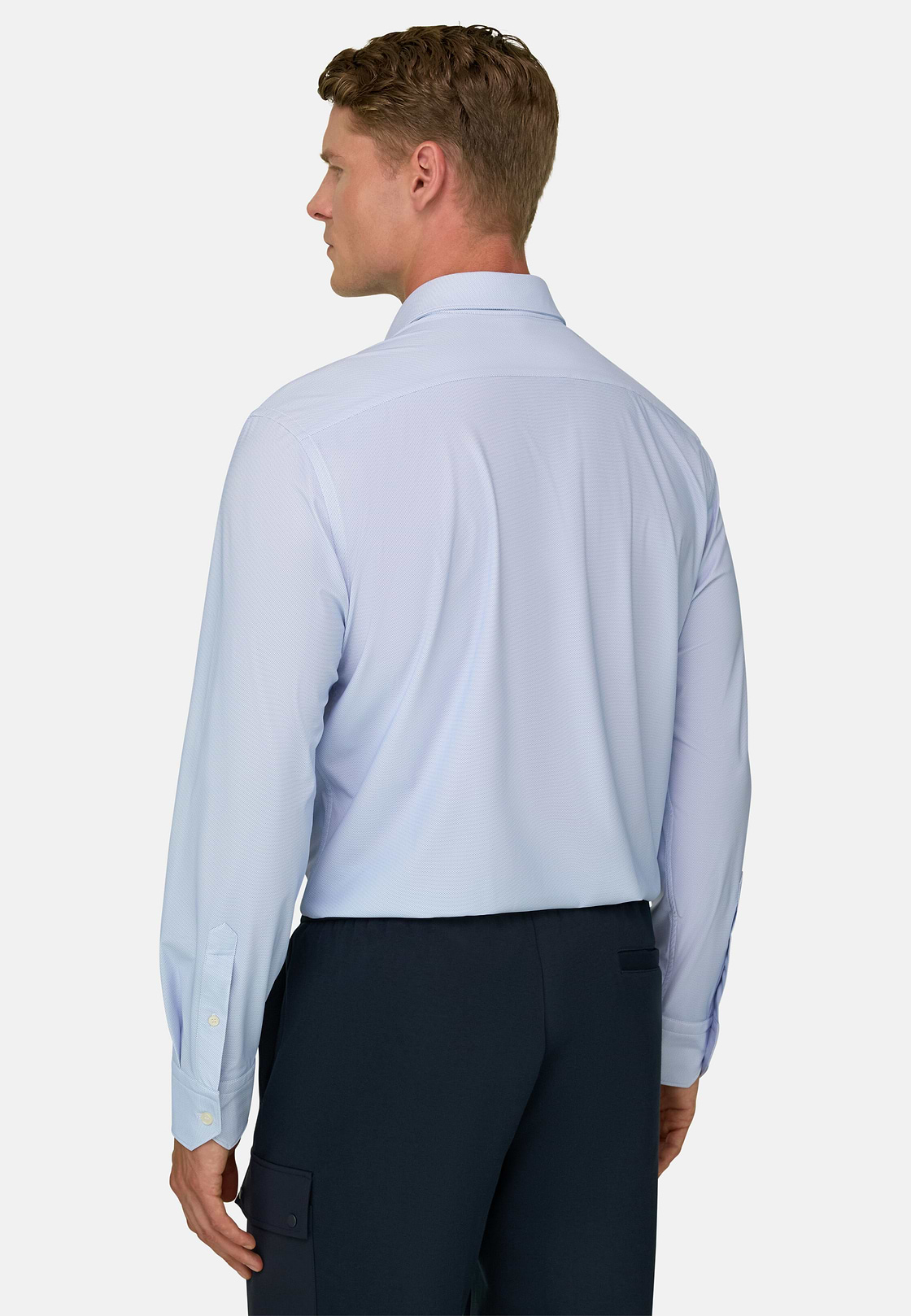 Shirt Micro Patterned Stretch Nylon Slim Fit B Tech, Light Blue, hi-res, 6