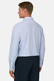 Shirt Micro Patterned Stretch Nylon Slim Fit B Tech, Light Blue, thumb, 6