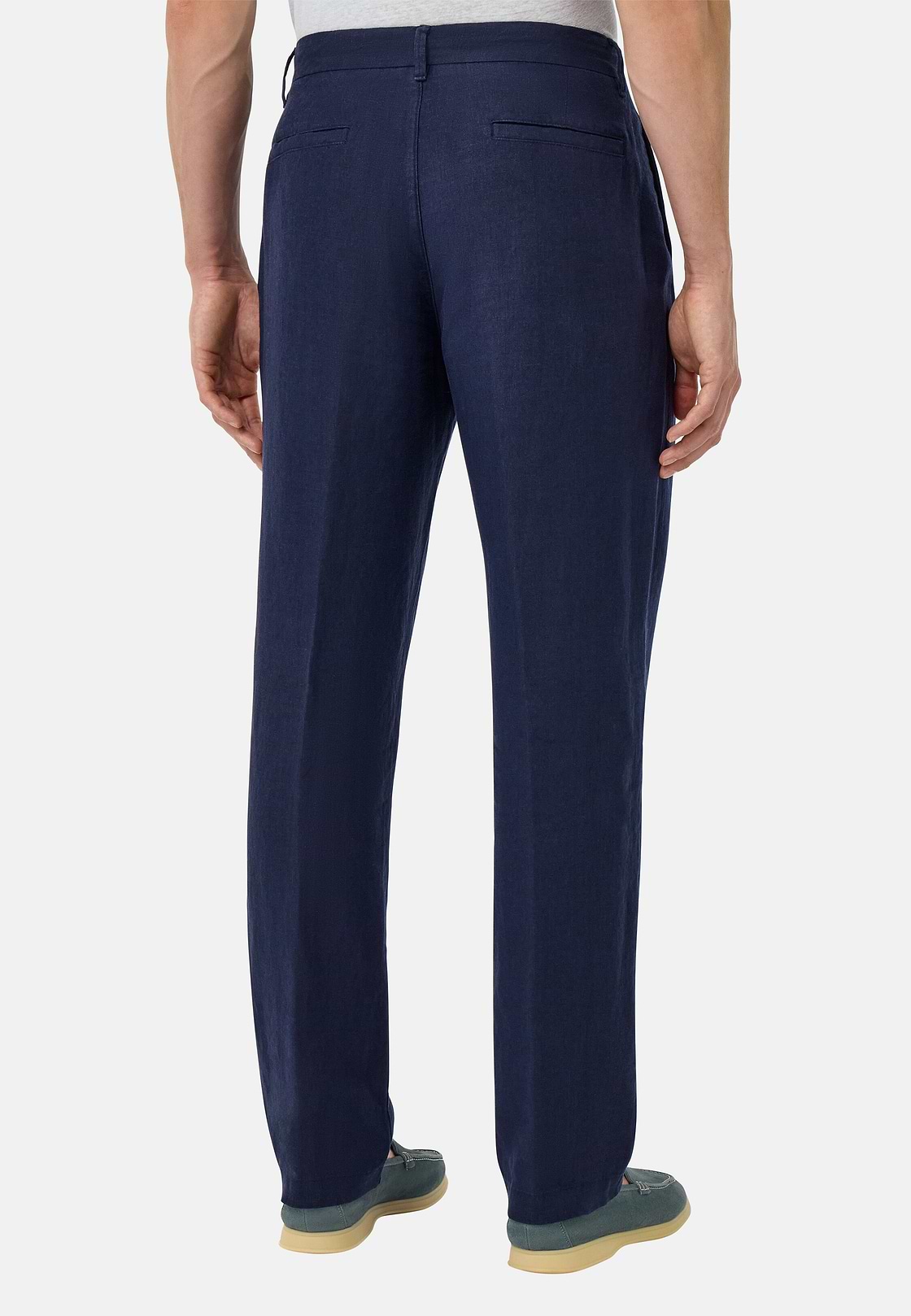 Pantalon En Lin, bleu marine, hi-res
