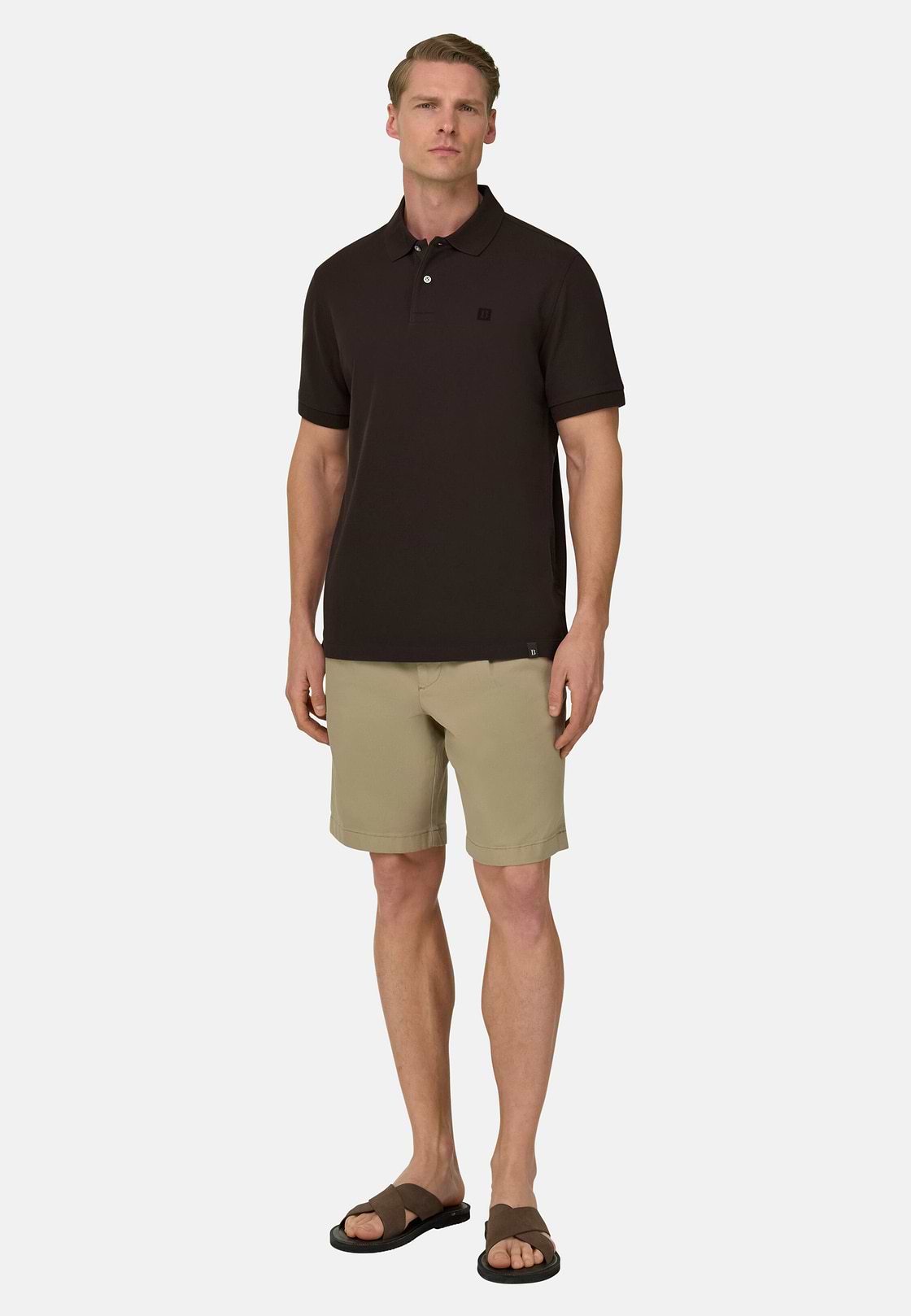 Polo In Pique Di Cotone Regular Fit, Marrone scuro, hi-res, 2