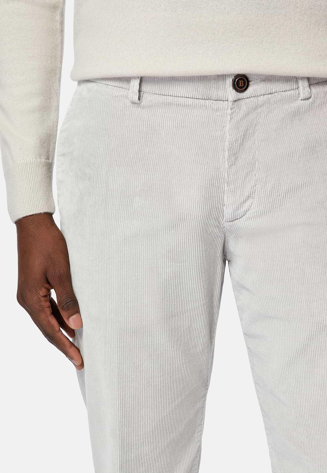 Pantalon En velours Extensible, Gris, hi-res
