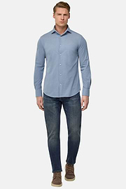 Regular Fit Japanese Jersey Polo Shirt, Indigo, hi-res
