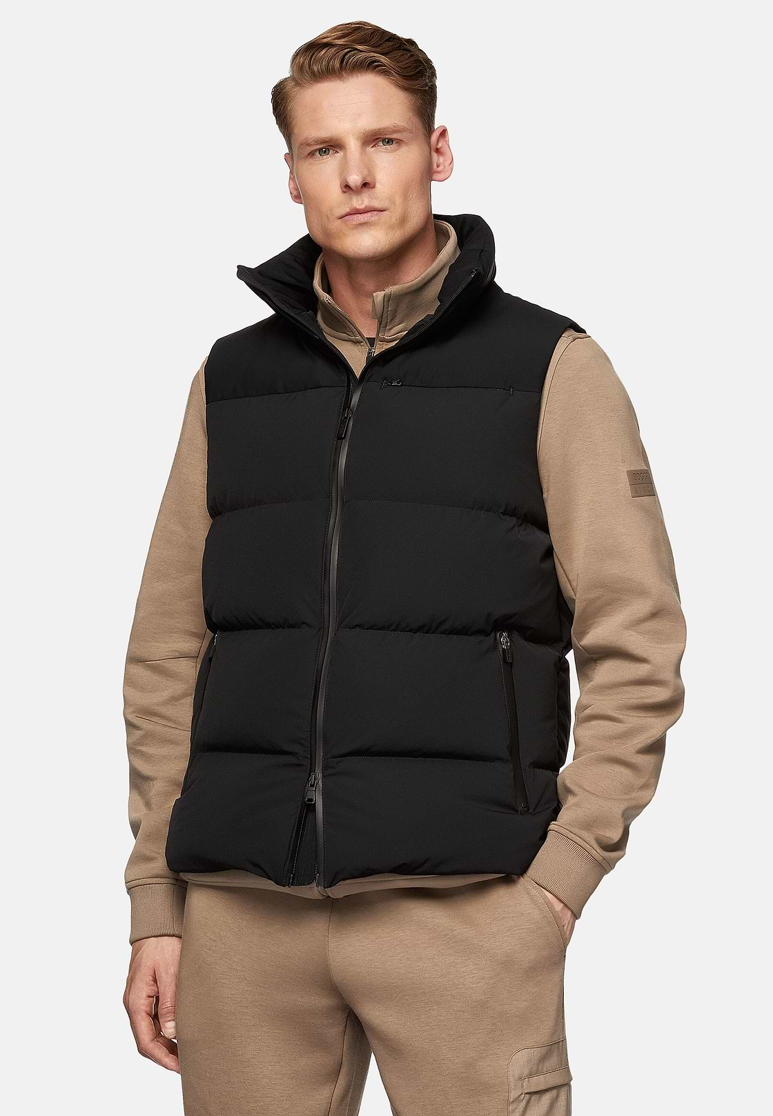 B Tech Gilet sztreccs nejlonból, libapehellyel, Black, hi-res