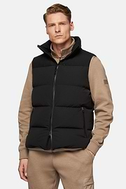 B Tech gilet van stretch nylon met ganzendons, Black, hi-res