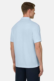 Polo In Pique Di Cotone Oxford, Azzurro, thumb, 3