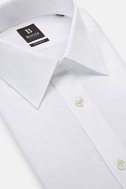 Camisa De Sarga De Algodón Corte Regular, Blanco, hi-res