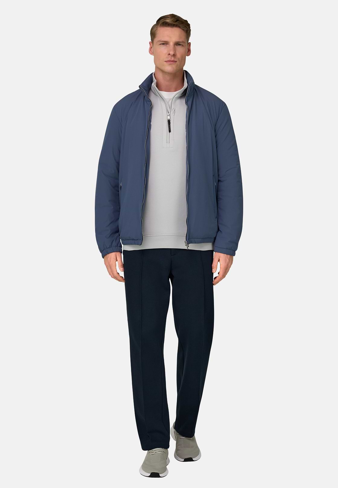 Technical Fabric Bomber Jacket, Light Blue, hi-res, 1