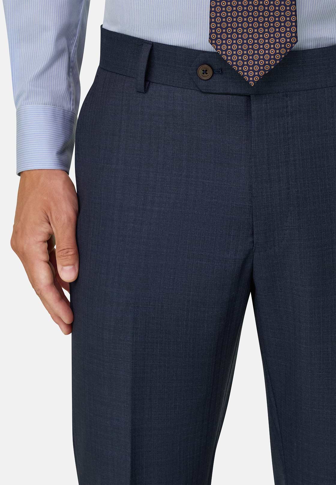 Pinstripe Wool Suit, Blue, hi-res, 3