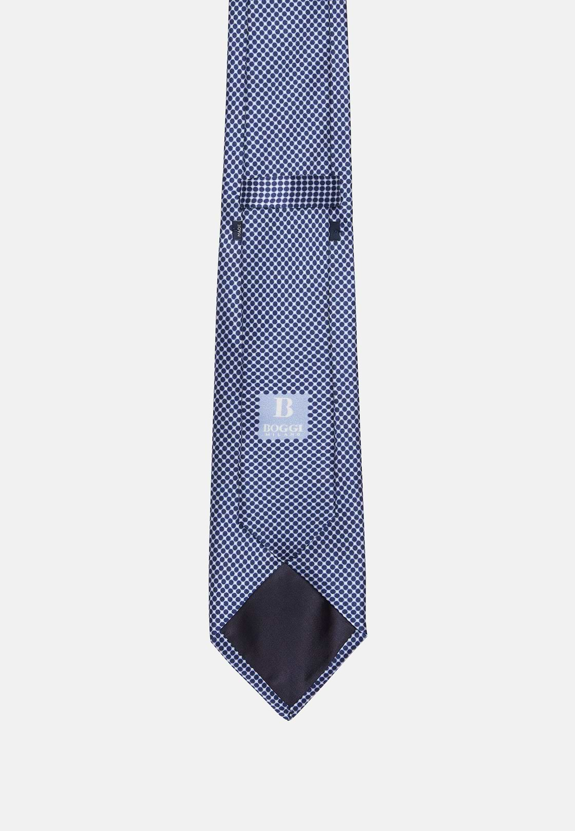 Printed Silk Ceremony Tie, Navy blue, hi-res