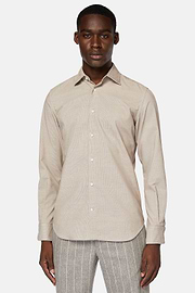 Camisa De Terciopelo De Algodón Regular Fit, Beige, hi-res