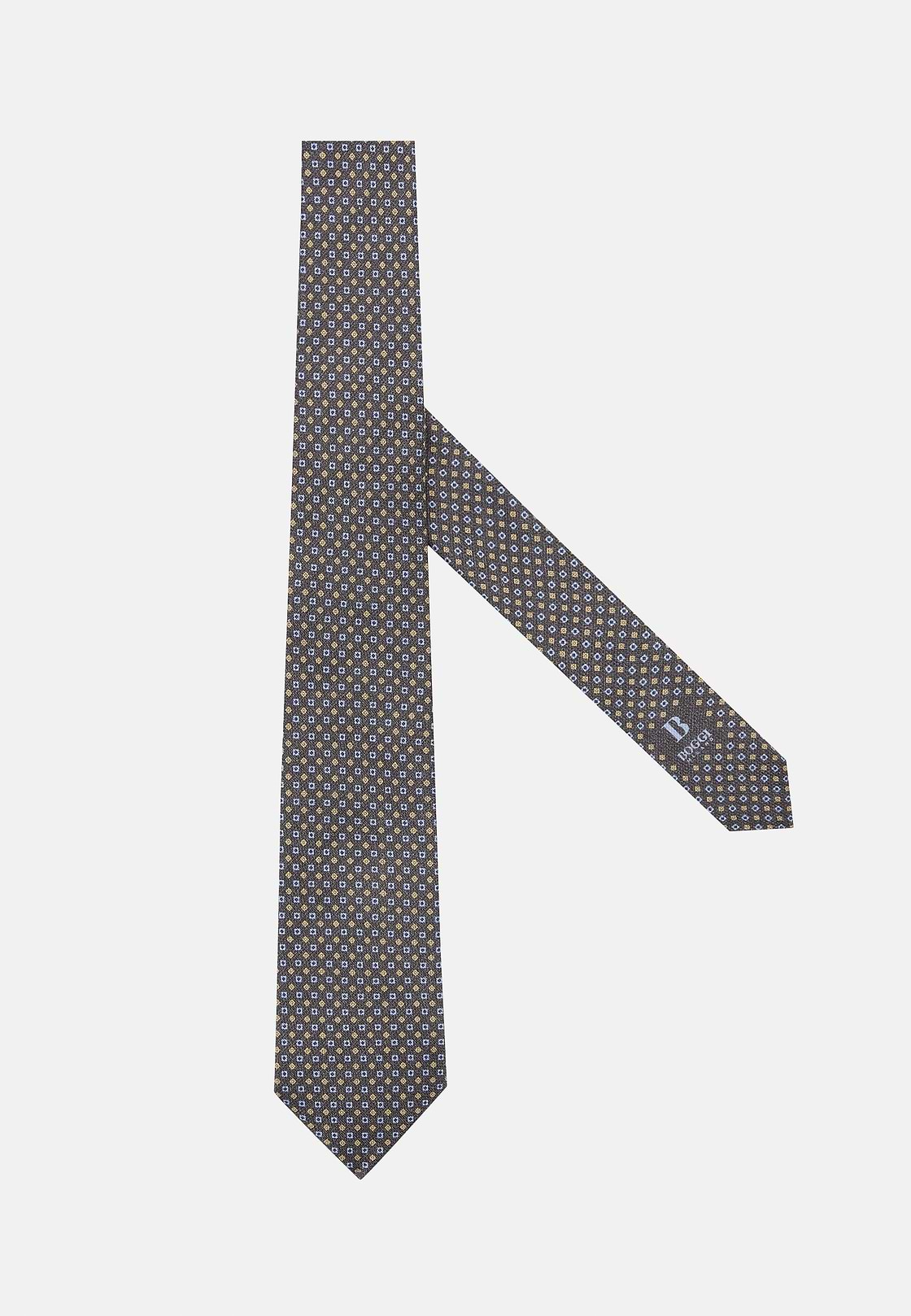 Silk Tie with Medallion Motifs, Dark Grey, hi-res