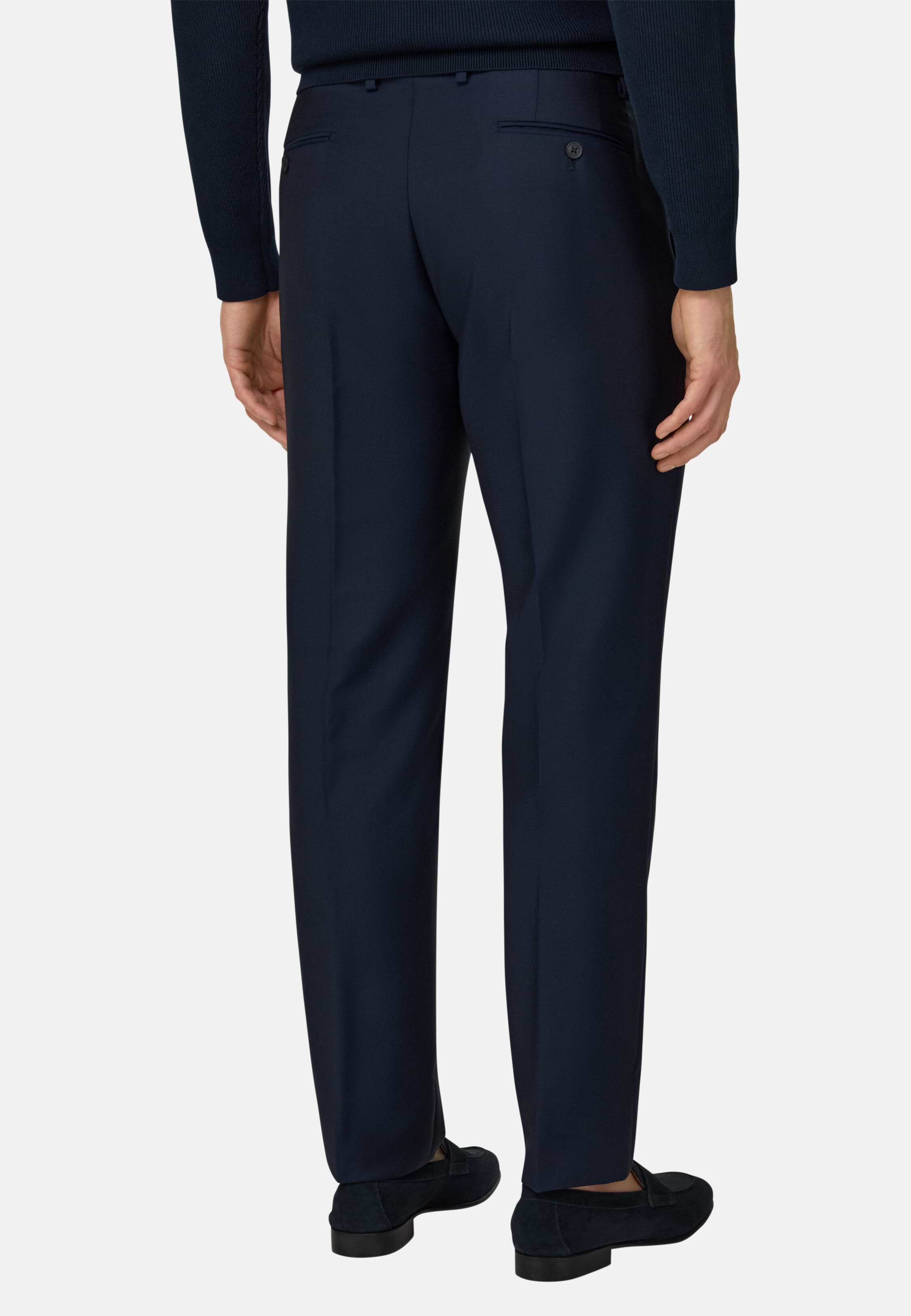 Men's Wool and Mohair Pants, Navy blue | Boggi Milano