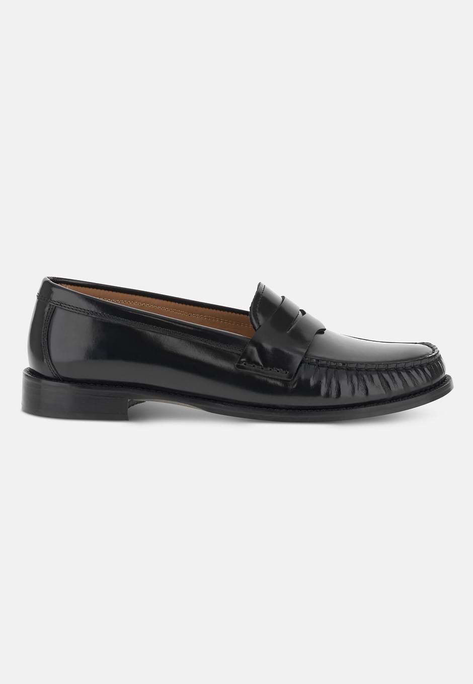 Mocasines en Cuero Cepillado, Negro, hi-res