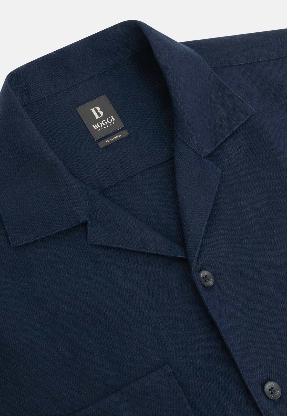 Linen Camp Overshirt, Navy blue, hi-res, 5