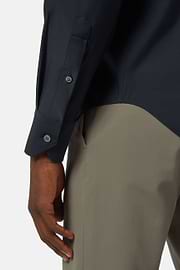 Camicia In Nylon Elasticizzato Slim Fit, Navy, thumb, 4