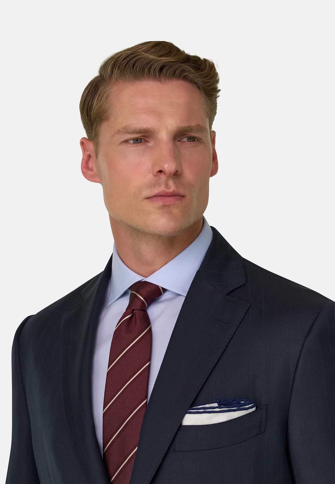 Suit Pinstripe in S130 Wool, Navy blue, hi-res, 4