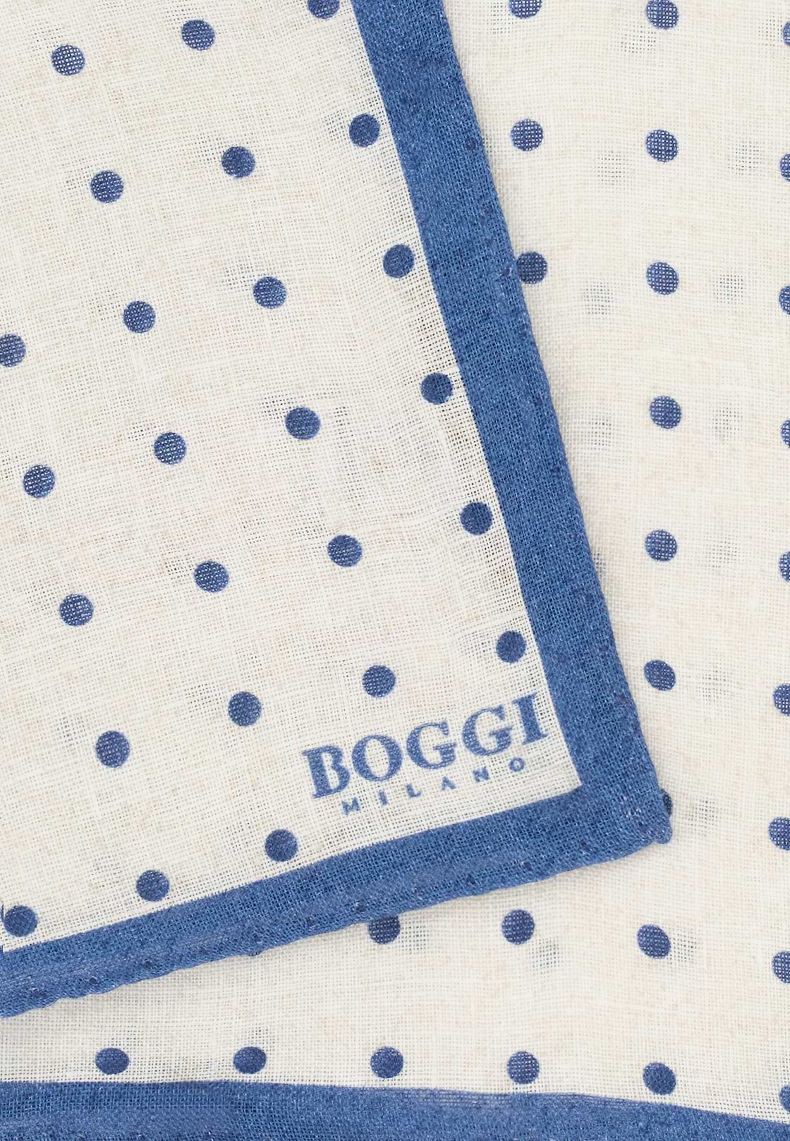 Polka Dot Linen Pocket Square, Blue, hi-res, 3