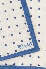 Polka Dot Linen Pocket Square, Blue, thumb, 3